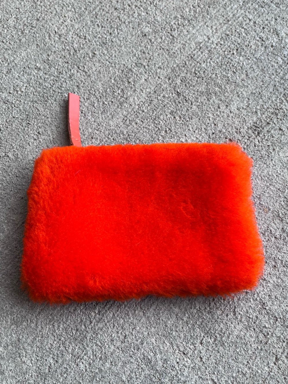 Primecut zipper shearling pouch flaming Cheeto NWOT small cosmetic pouch wallet